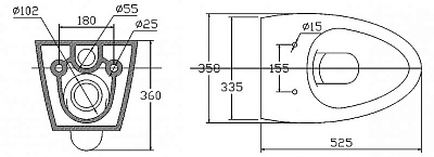 Чаша для унитаза BelBagno Alpha BB300CHR подвесная