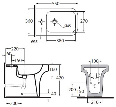 Биде подвесное Azzurra Tulip TUL500B1/M