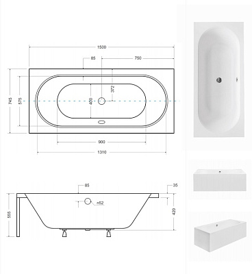 Акриловая ванна BESCO Vitae 150