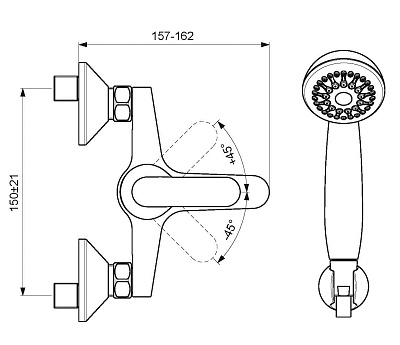 Смеситель Vidima Fine BA388AA для ванны с душем