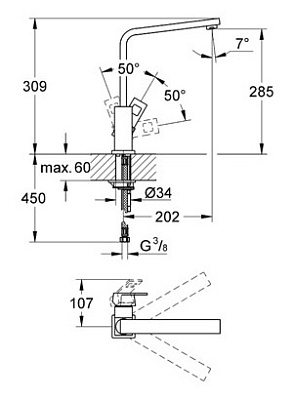 Смеситель Grohe Eurocube 31255000 для кухонной мойки