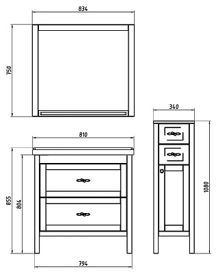 Тумба с раковиной ASB-Mebel Римини 80 бук тироль