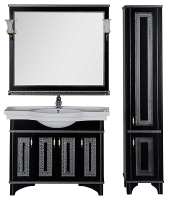 Тумба с раковиной Aquanet Валенса 110 черный краколет/серебро