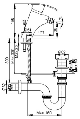 Смеситель E.C.A. Mix cubic 402110038 для биде