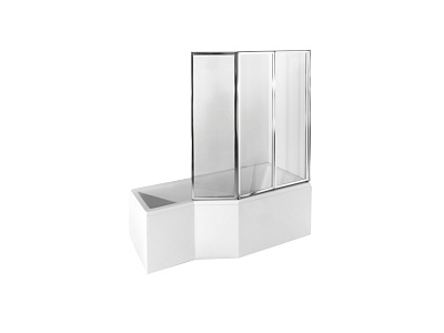 Акриловая ванна BESCO INTEGRA с душевой шторкой из 3 частей 150x75 R