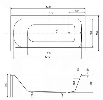 Акриловая ванна BESCO Continea 140