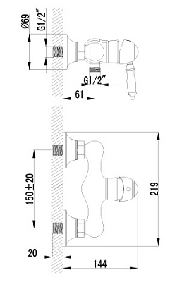 Смеситель Lemark Villa LM4803B для душа