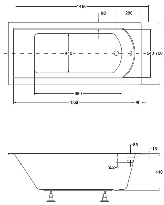 Акриловая ванна BESCO Shea Slim 150x70