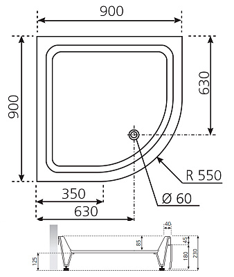 Поддон для душа Novellini Victory B 90x90 см