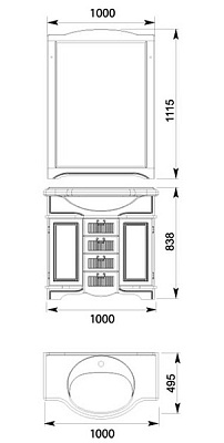 Зеркало Aquanet Луис 100 бежевое