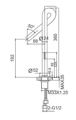 Смеситель для раковины WONZON & WOGHAND LOOP, Черный матовый WW-112-00-508