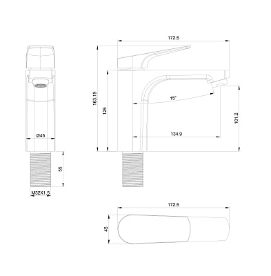 Смеситель для раковины WONZON & WOGHAND, Хром WW-A40492-CR