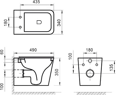 Чаша для унитаза подвесного BelBagno Ardente-R BB520CHR