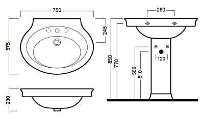Раковина Hatria Dolcevita  (75 см) овальная