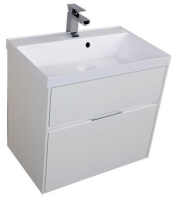 Тумба с раковиной Aquanet Латина 70 2 ящика белая