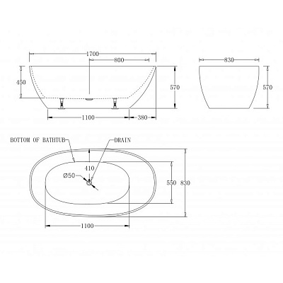 Акриловая ванна BELBAGNO 170x83