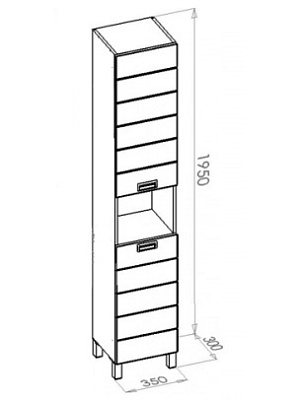 Шкаф-пенал Aquanet Доминика 35 черный R/L