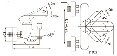 Смеситель BelBagno Reno REN VASM CRM для ванны с душем