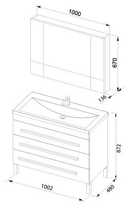 Тумба с раковиной Aquanet Верона 100 черная
