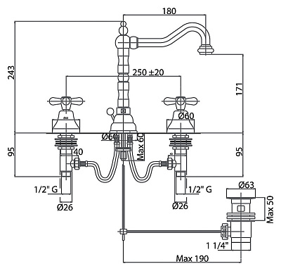 Смеситель Caprigo Bristol 21-021-vot для раковины