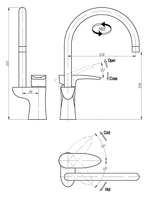 Смеситель Triton Модена 19005B-D74 для кухонной мойки