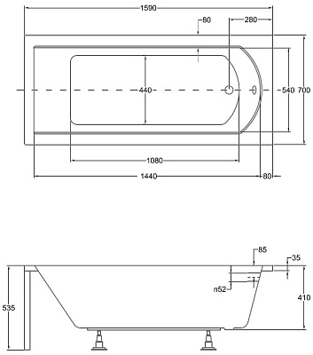 Акриловая ванна BESCO Shea 160x70
