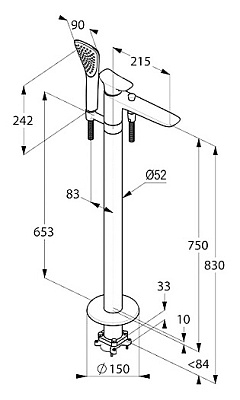 Смеситель Kludi Ambienta 535900575 напольный + скрытая часть Kludi 88088