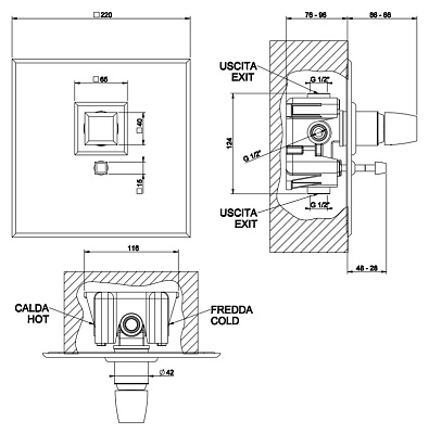 Смеситель Gessi MIMI 31179 для ванны с душем