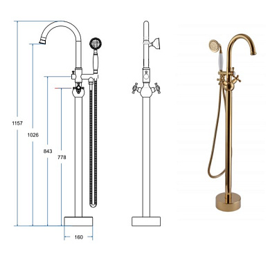Смеситель напольный BESCO Retro I хром