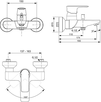 Смеситель Ideal Standard Connect Air A7033AA для ванны