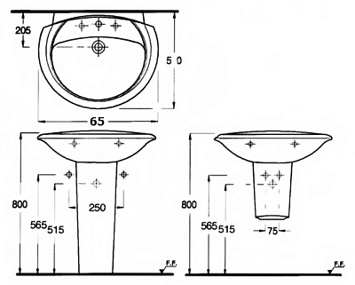 Раковина Serel Orchidee 6842 с полупьедесталом