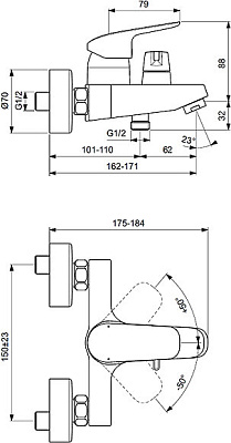 Смеситель для ванны с душем Ideal Standard Ceraflex B1740AA