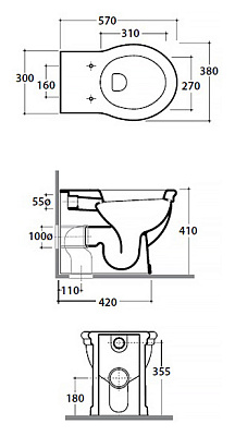 Унитаз приставной Globo Paestum PA025.BI