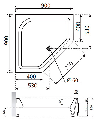 Поддон для душа Novellini Victory P1 90x90 см