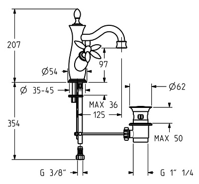 Смеситель Gattoni Timor 18300C0 для раковины