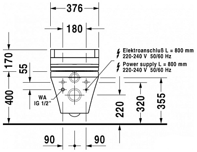 Унитаз подвесной Duravit DuraStyle 25375900001 WonderGliss