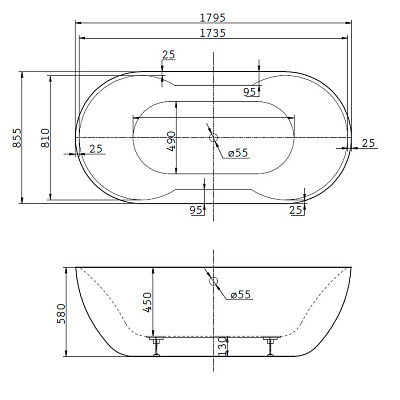 Акриловая ванна BELBAGNO 180x85