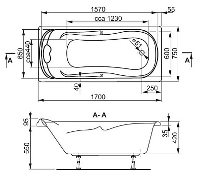 Акриловая ванна VAGNERPLAST Charitka