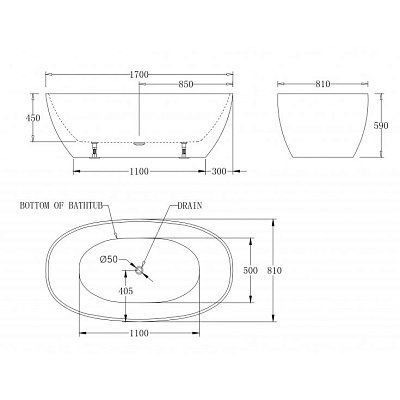 Акриловая ванна BELBAGNO 170x80