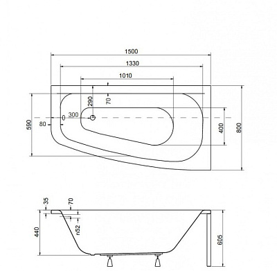 Акриловая ванна BESCO Luna 150 P