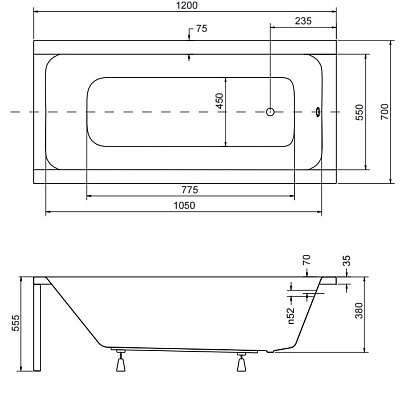 Акриловая ванна BESCO Modern 120