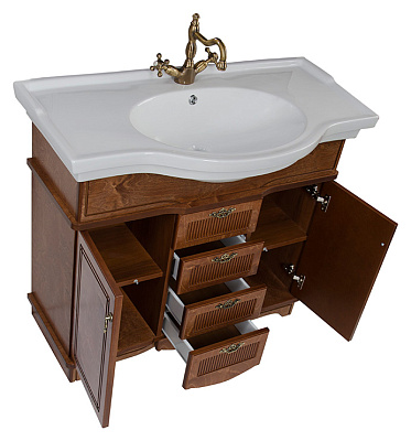 Тумба с раковиной Aquanet Луис 100 NEW темный орех