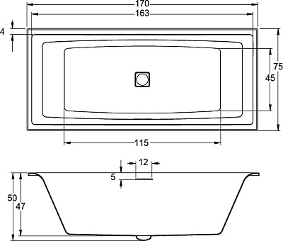 Акриловая ванна RIHO Still Square R 170x75 LED