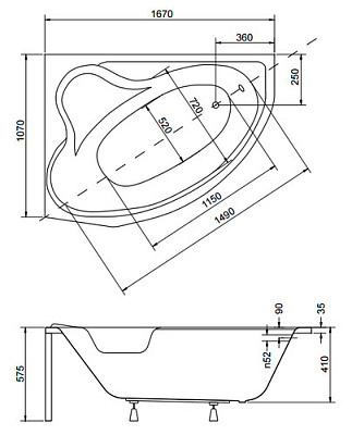 Акриловая ванна BESCO Delfina 160 L
