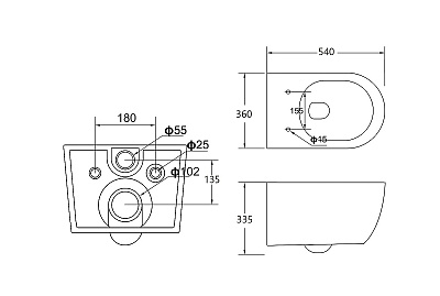 Чаша для унитаза подвесного Cezares Molveno CZR-2468-TH-R