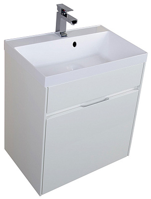 Тумба с раковиной Aquanet Латина 60 1 ящик белая