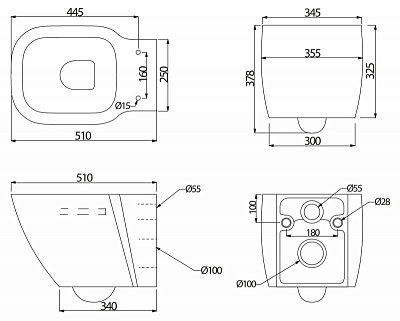 Чаша для унитаза BelBagno Aldina BB114CH подвесная