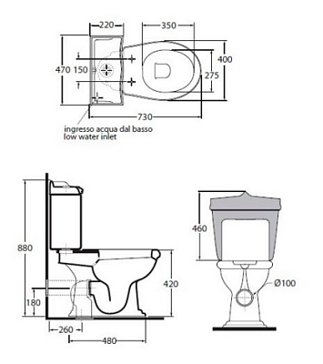 Чаша для унитаза-компакта Azzurra Jubilaeum JUB100B1/MBP