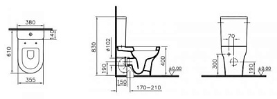 Унитаз-компакт напольный VitrA Zentrum Pan-Cistern 9012B003-7202