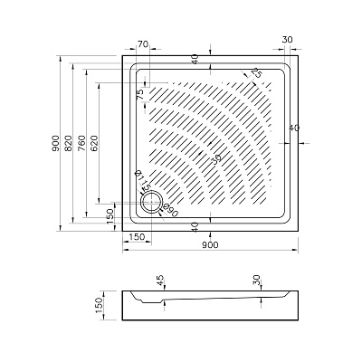 Поддон для душа Lavinia Boho Rock 90x90 3707490S с сифоном